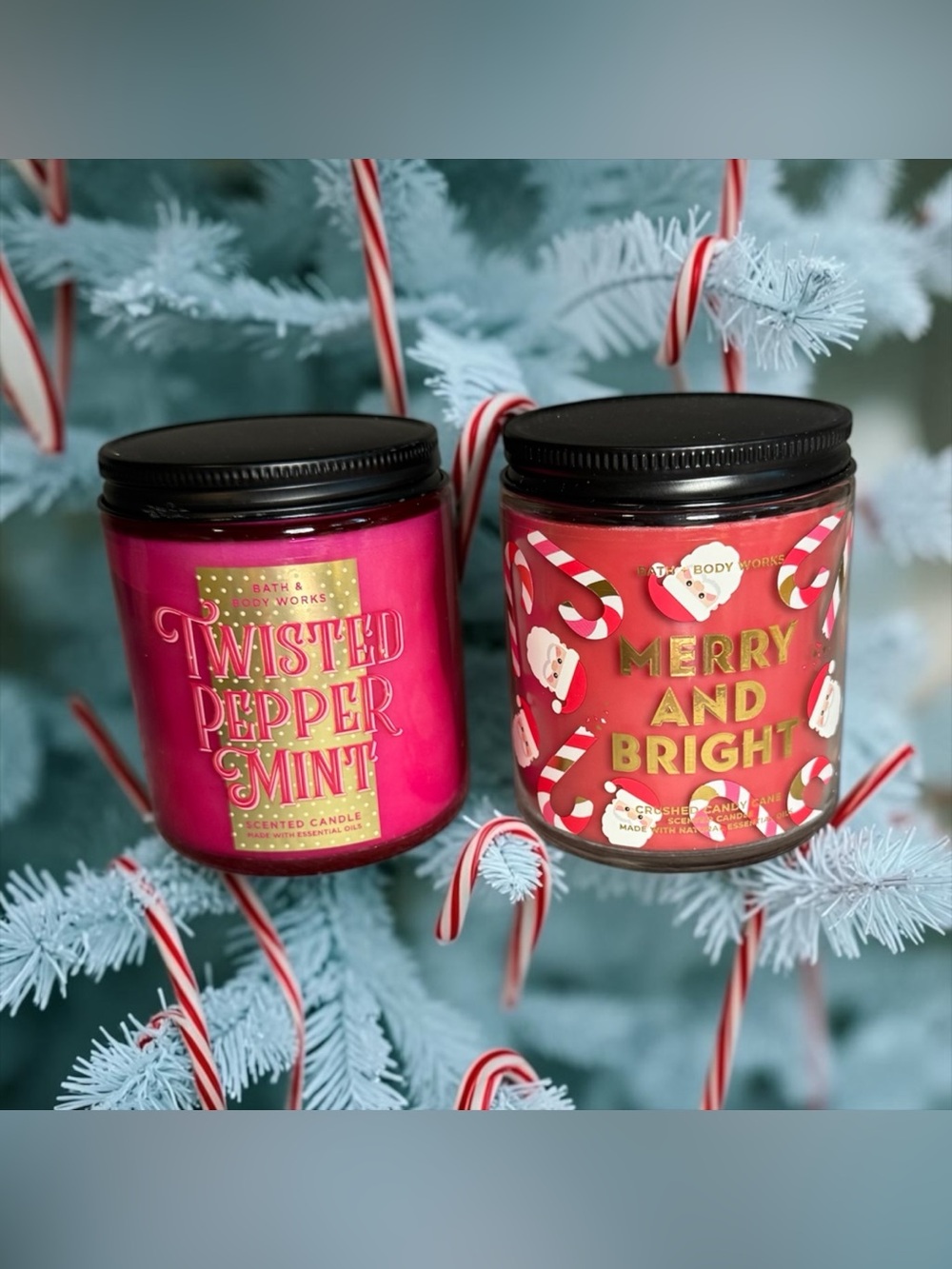 🩷♥️B2G1 FREE♥️BBW♥️Twisted Peppermint & Crushed Candy Cane SGL Wick Candle Duo
